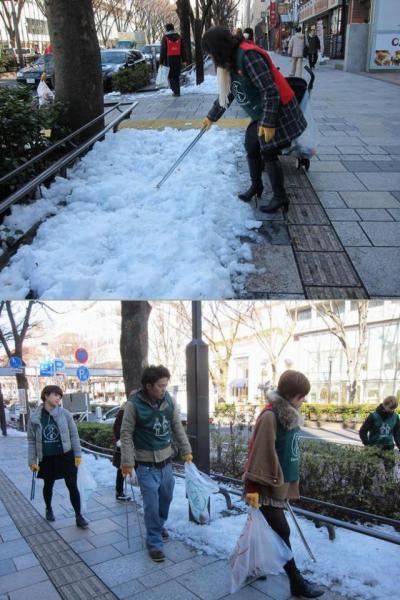 雪がまだ残る表参道画像