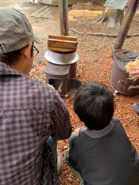 南信州チーム　森での活動　羽釜ご飯画像