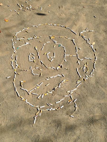 のぼりと掃除画像