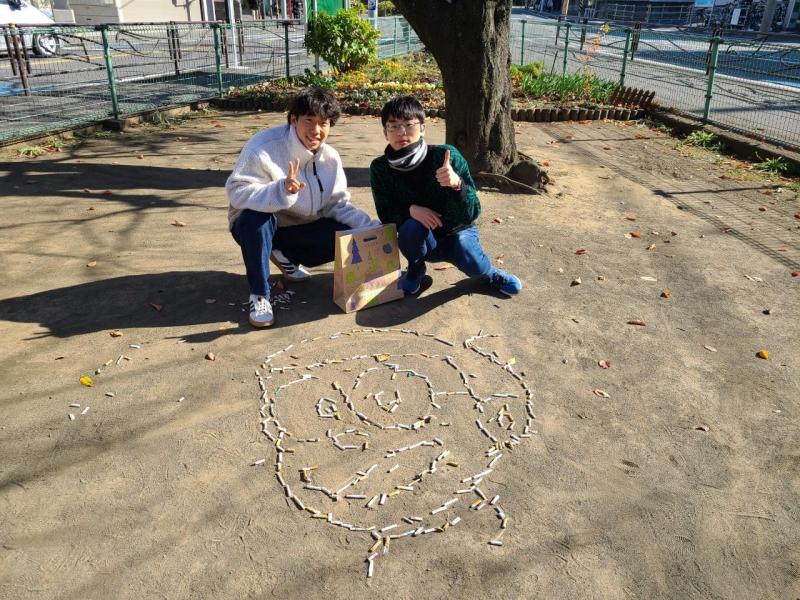 のぼりと掃除画像