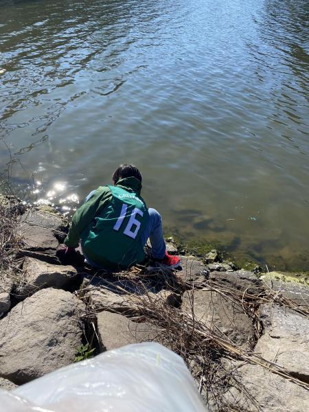 【米子】彫刻ロード川沿いおそうじ画像