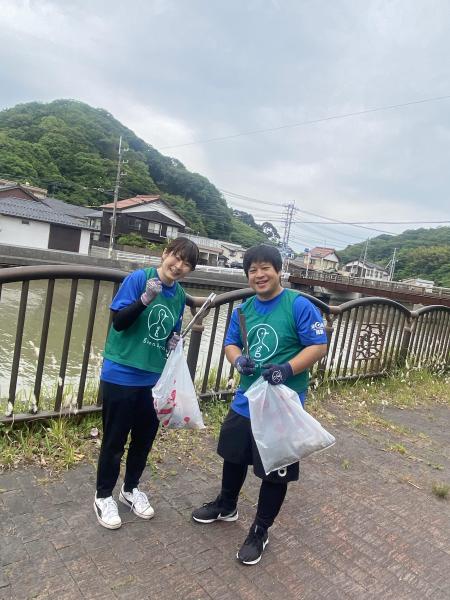 【米子】彫刻ロード川沿いおそうじ画像