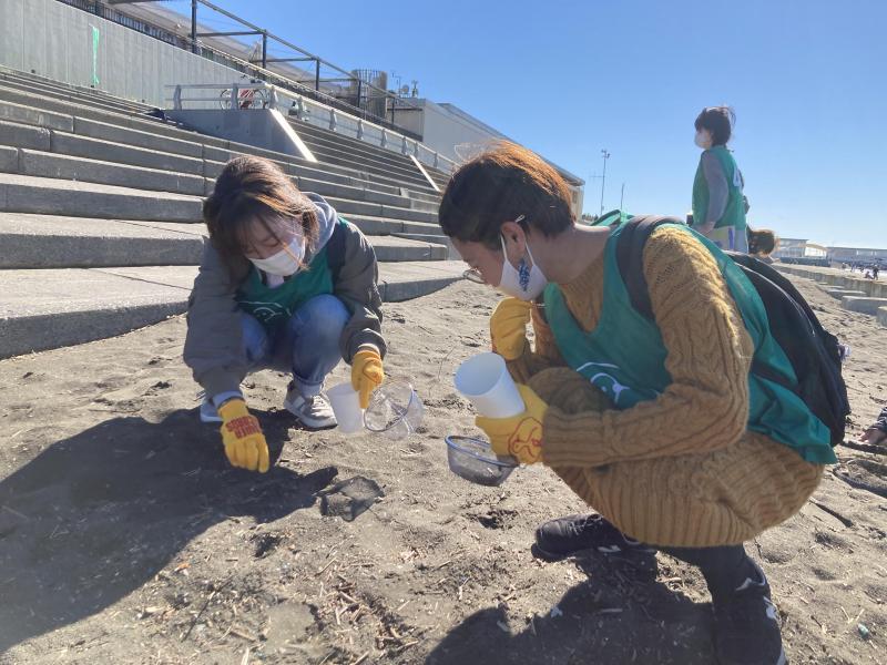 湘南！江ノ島片瀬西浜海岸マイクロプラスチックビーチクリーン！画像