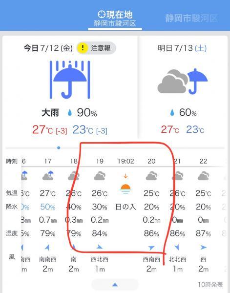 【静岡】本日7/12金19:30ごみ拾い中止【雨予報】画像