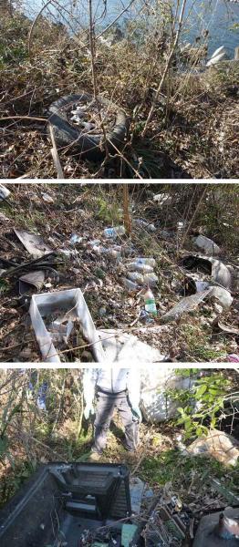 中津川河川敷の不法投棄物撤去活動に参加しました。画像