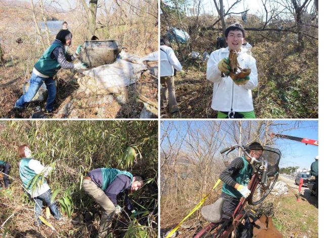 中津川河川敷の不法投棄物撤去活動に参加しました。画像