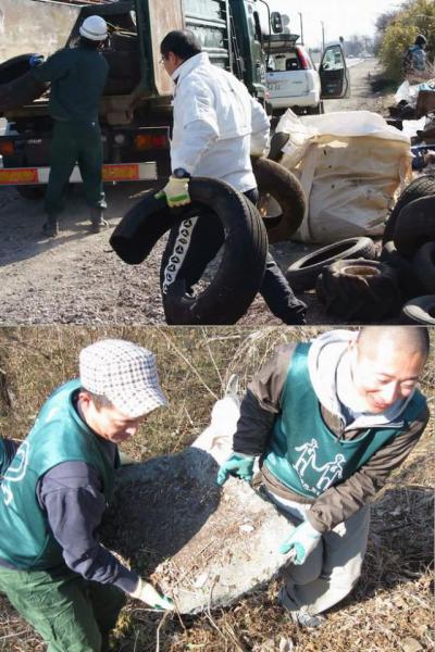 中津川河川敷の不法投棄物撤去活動に参加しました。画像