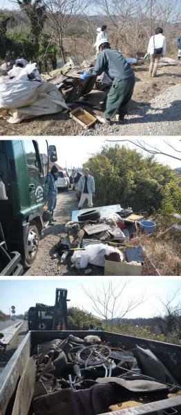 中津川河川敷の不法投棄物撤去活動に参加しました。画像