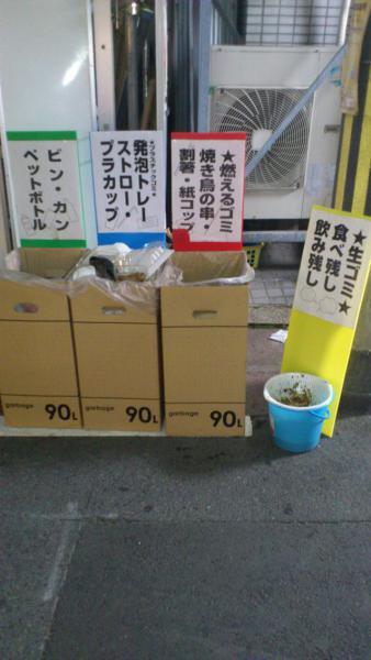 山科商店会イベント「バル」でのごみの分別画像